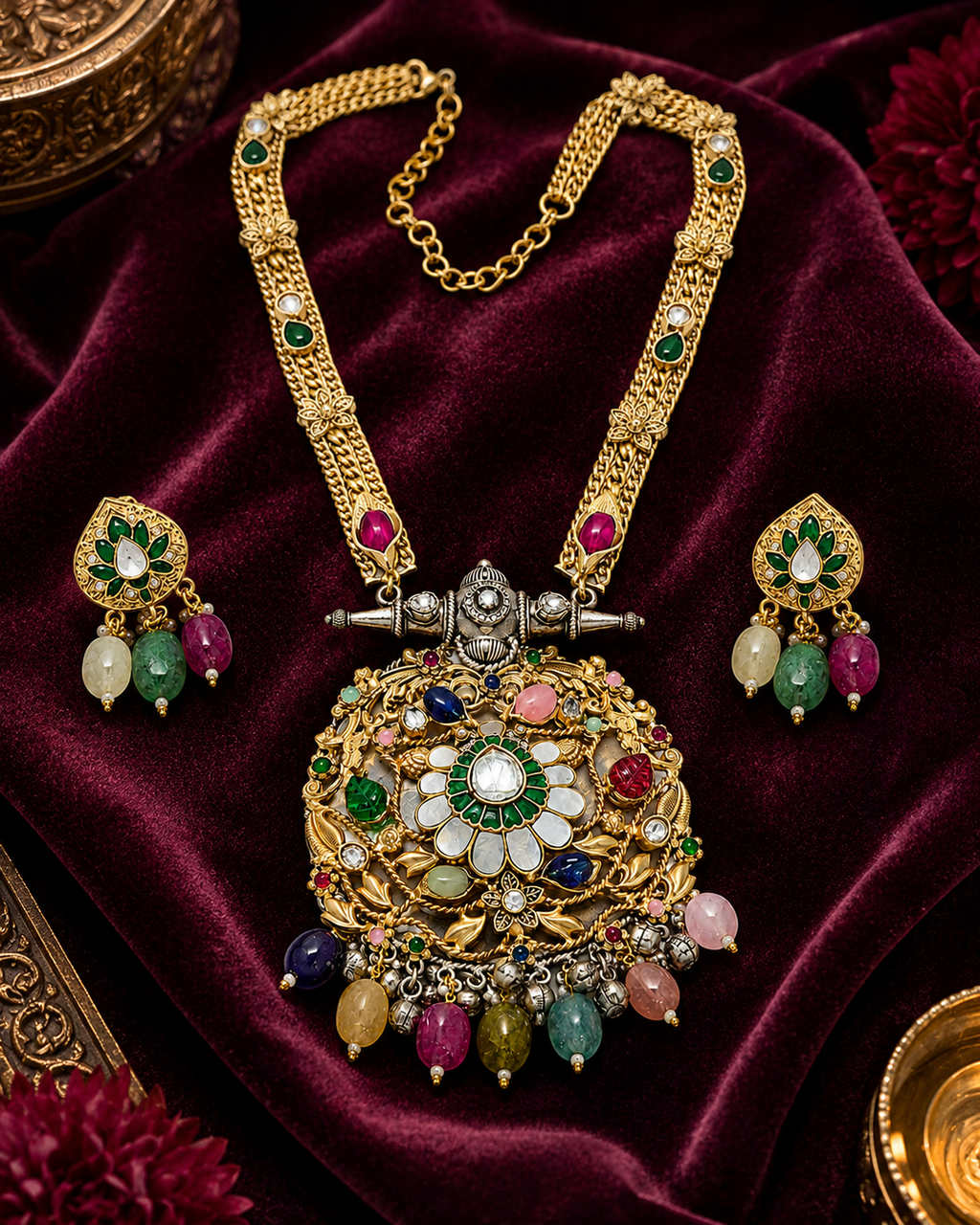 Royal Peacock Long Pendant Necklace