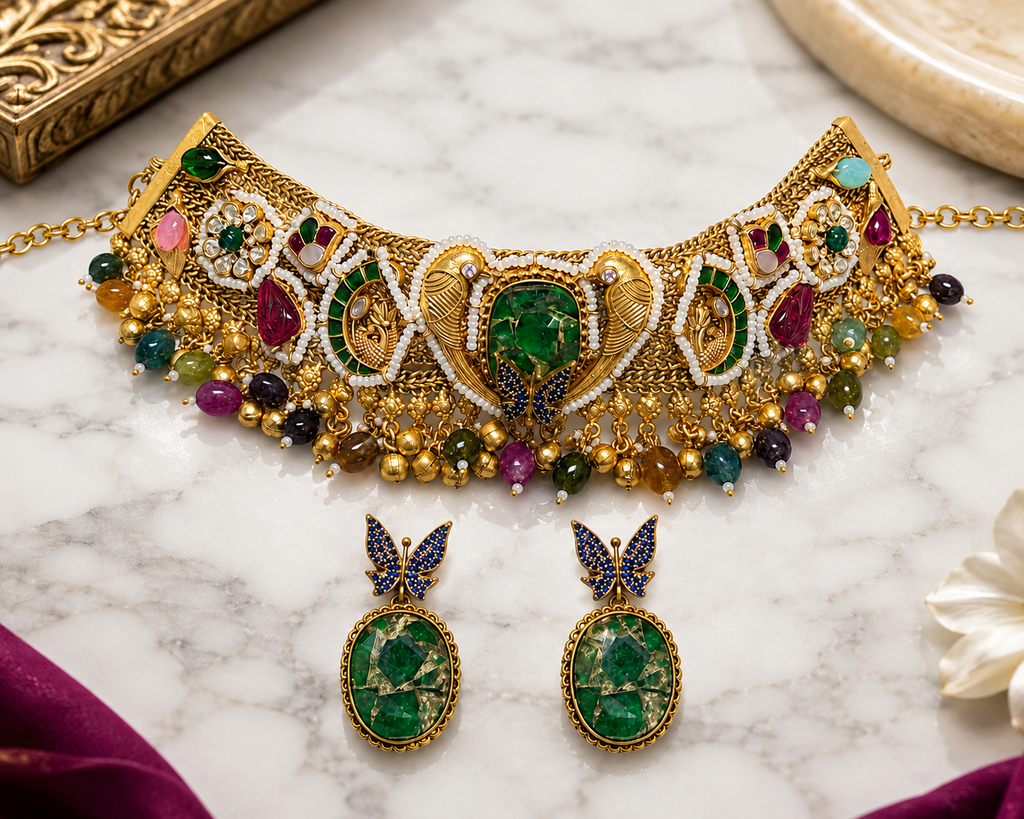 Emerald Butterfly Choker Set