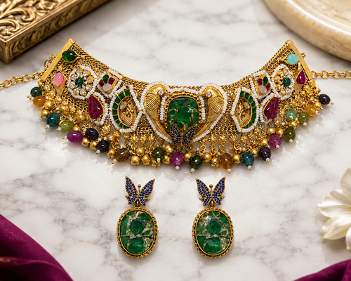 Emerald Butterfly Choker Set