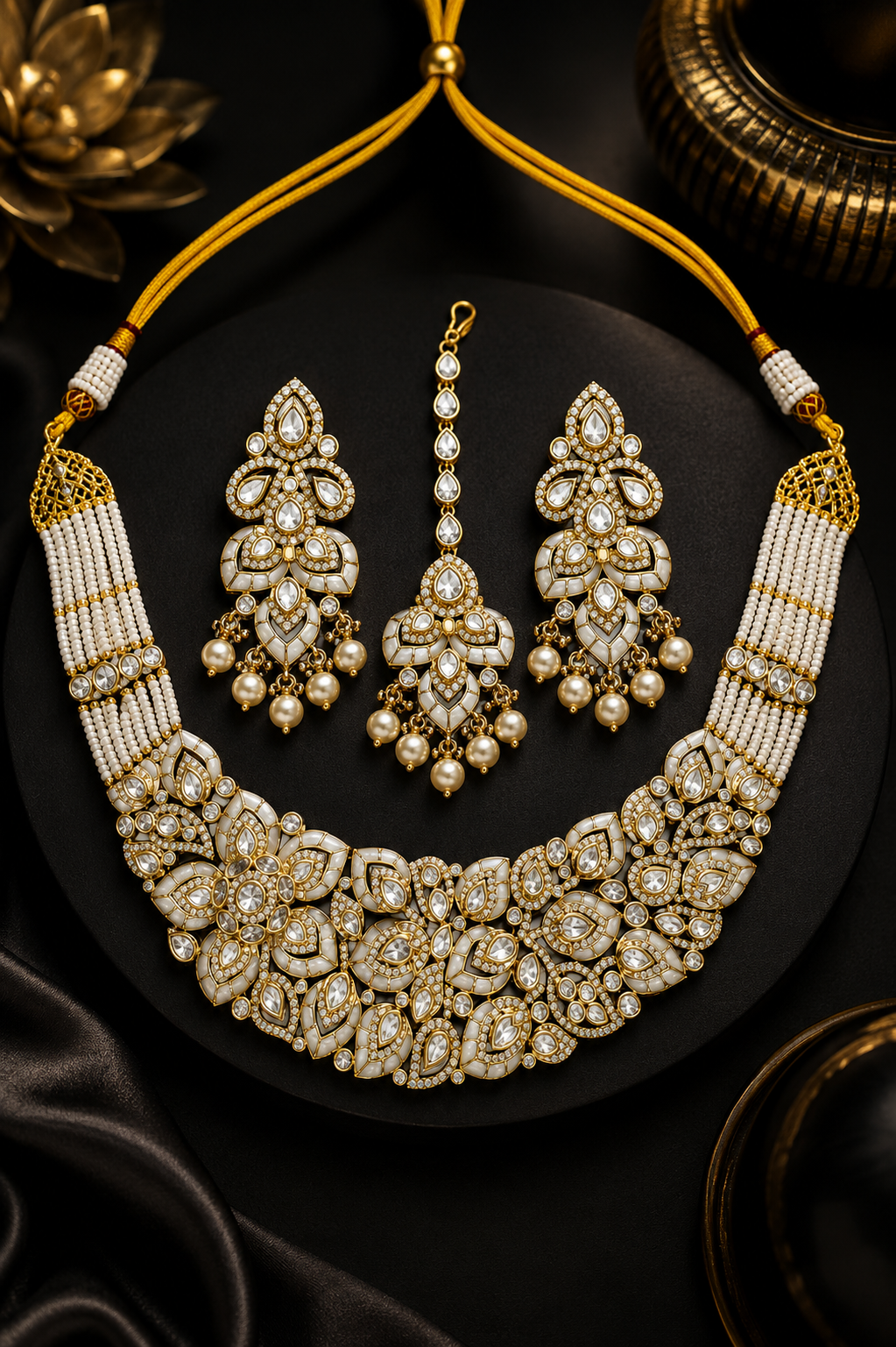 Pearl Ivory Floral Bridal Necklace Set