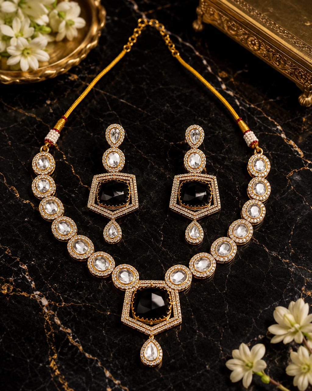 Midnight Noir Crystal Necklace Set