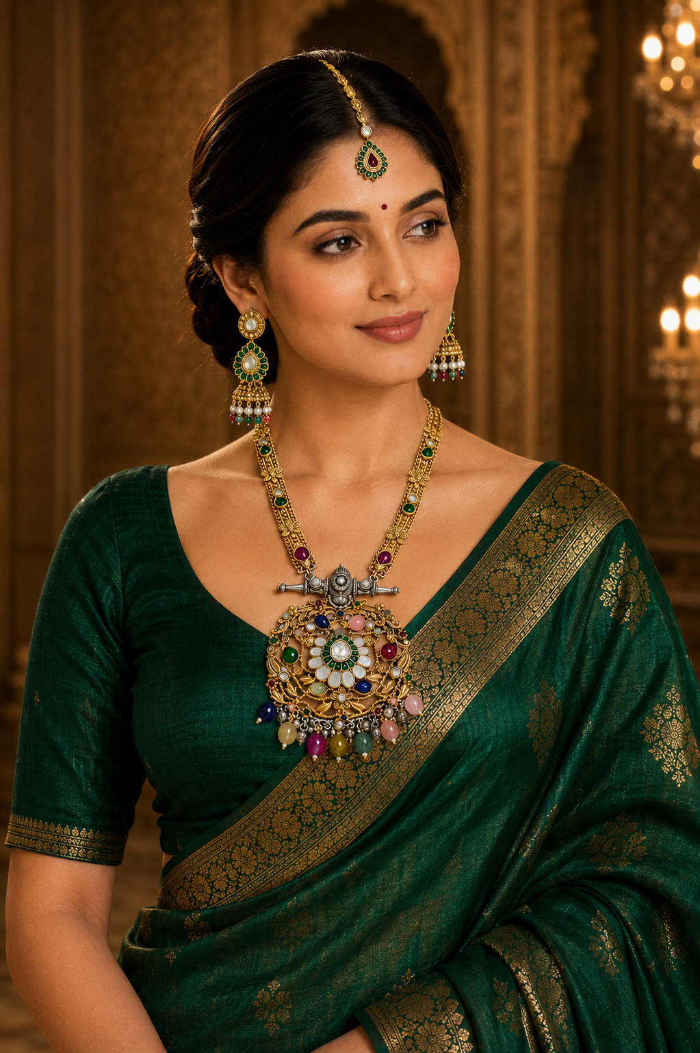 Royal Peacock Long Pendant Necklace