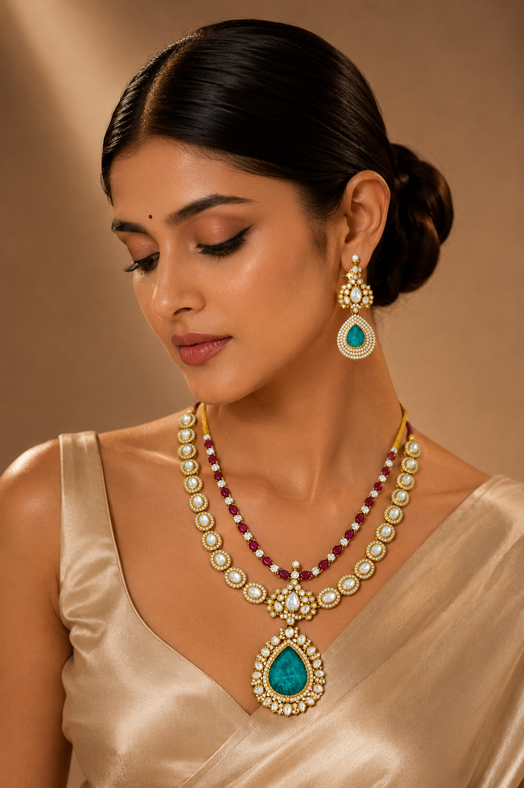 Emerald Royale Dual Layer Necklace Set