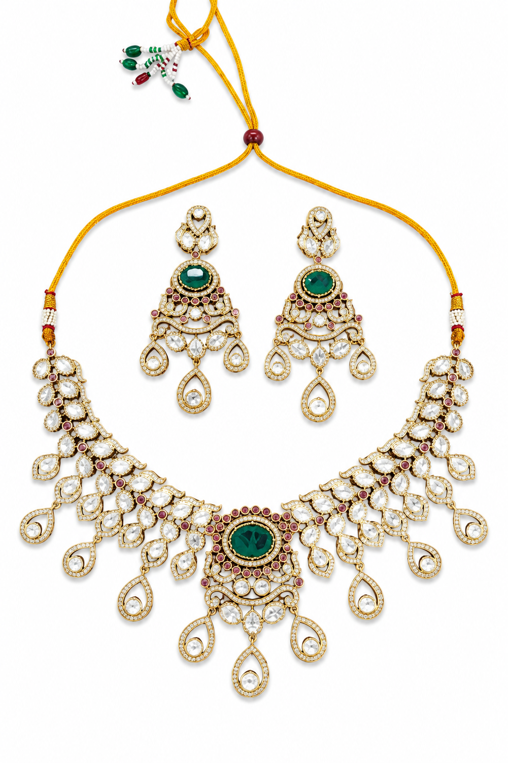 Emerald Royale Polki Necklace Set