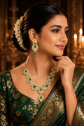 Emerald Blossom Designer Necklace Set
