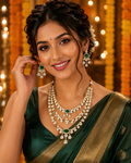 Emerald Royale Five Layer Polki Necklace Set