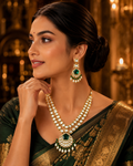 Emerald Heritage Double Layer Polki Necklace Set