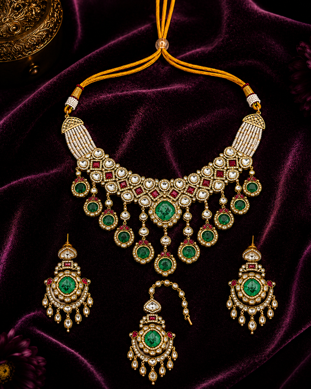 Maharani Emerald Heritage Choker Set