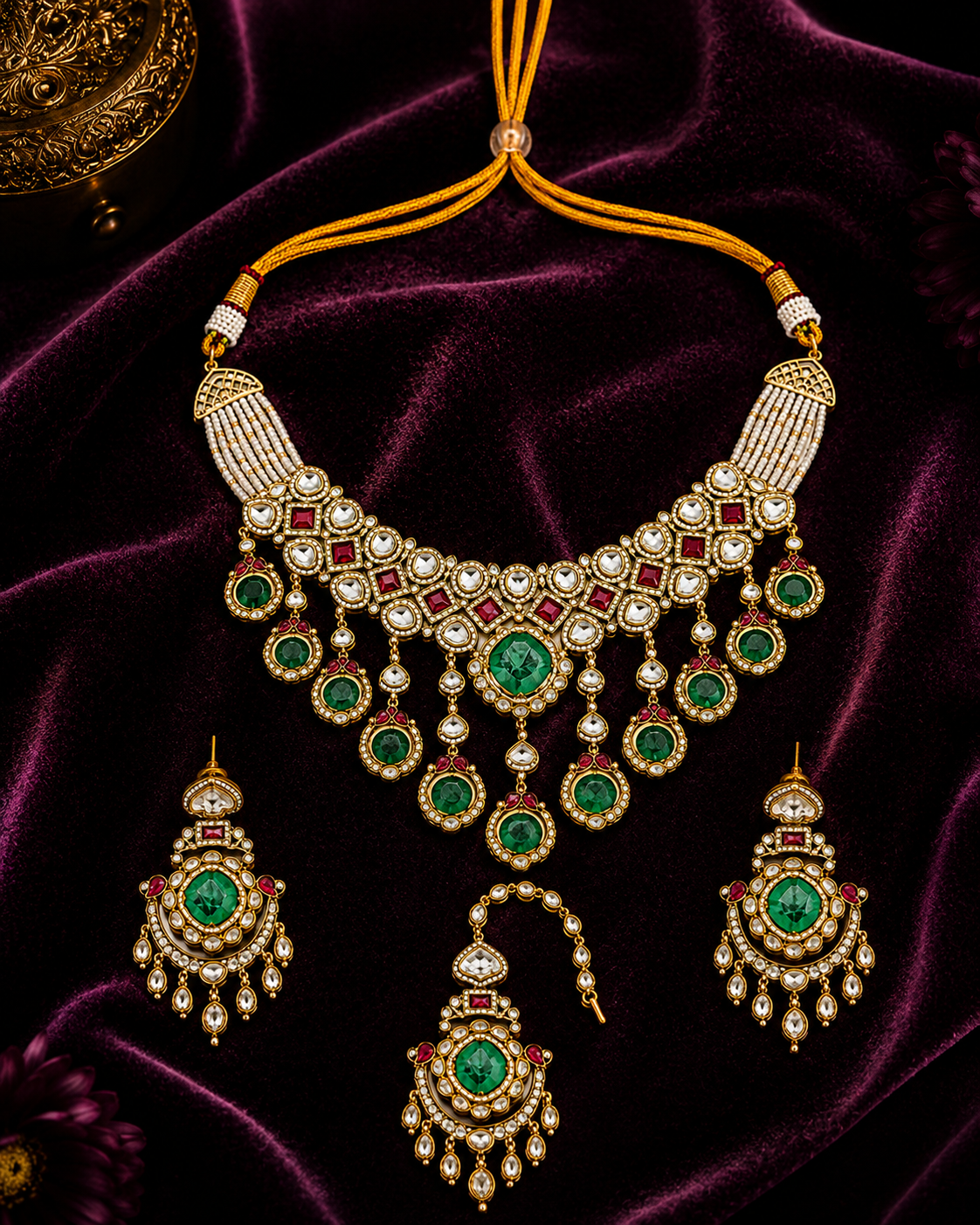 Maharani Emerald Heritage Choker Set