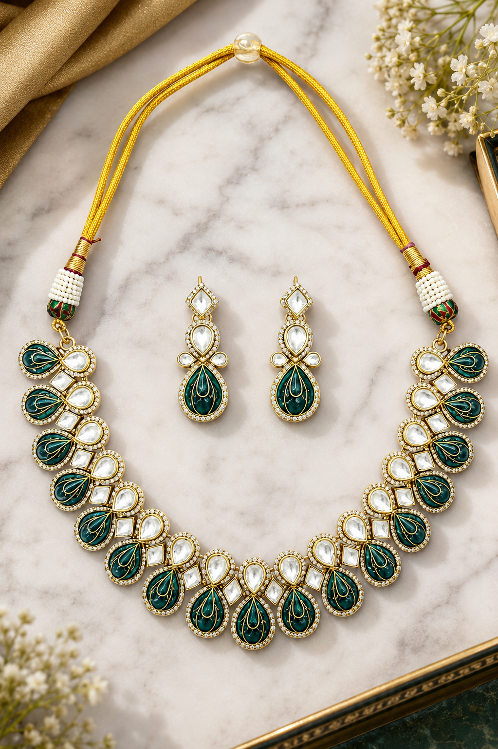 Peacock Teardrop Necklace Set