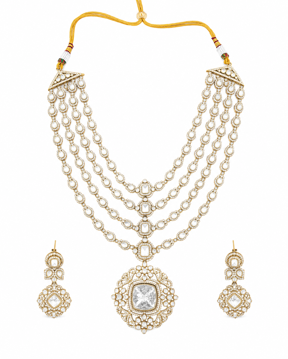 Heritage White Polki Layered Necklace Set