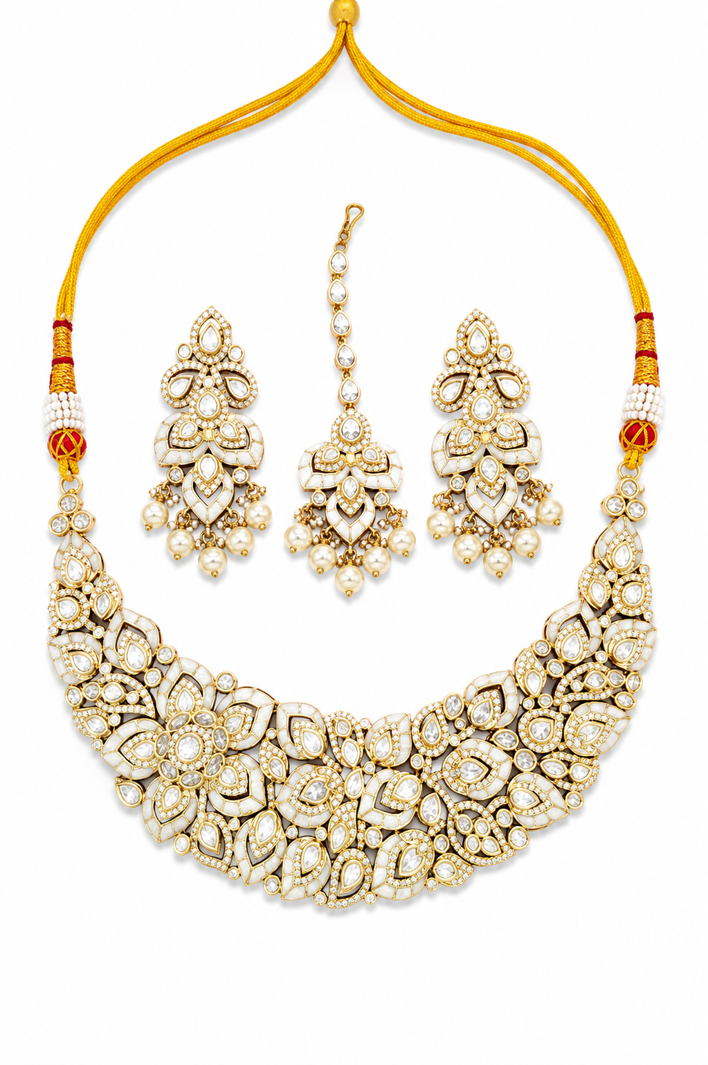 Pearl Ivory Floral Bridal Necklace Set