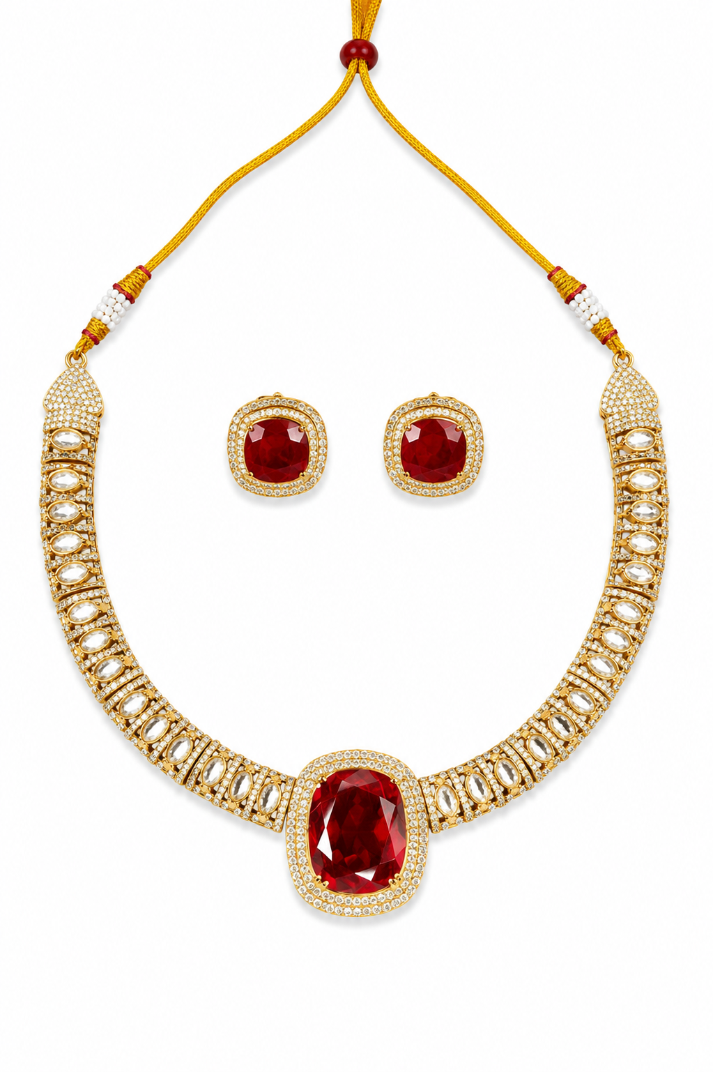 Royal Ruby Solitaire Necklace Set
