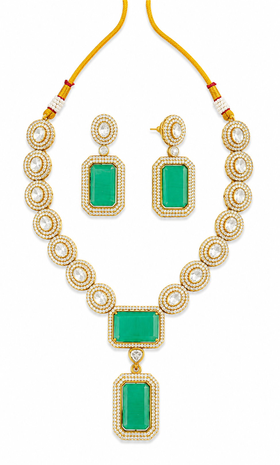 Emerald Radiance Pendant Necklace Set