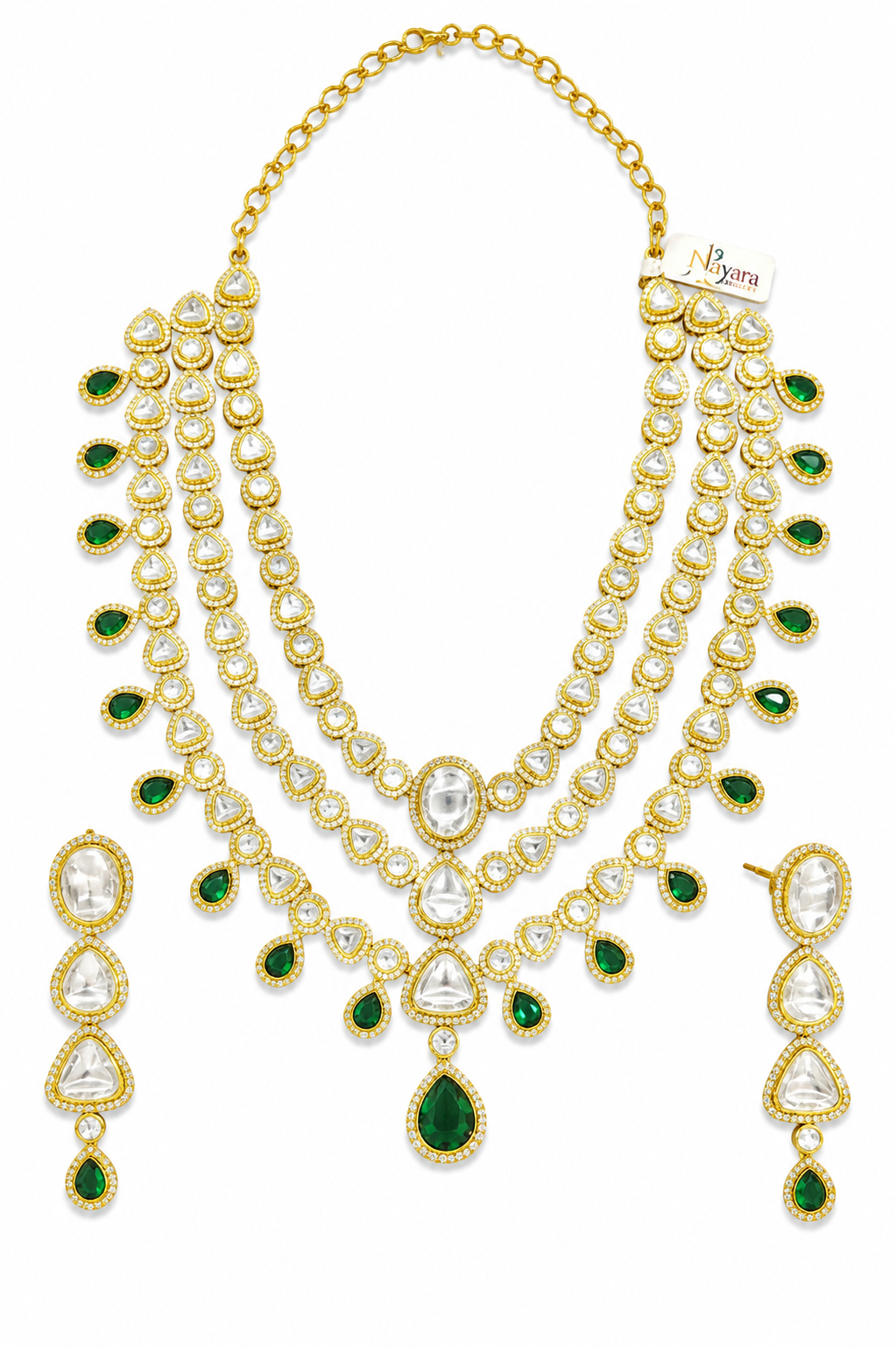 Emerald Cascade Bridal Necklace Set