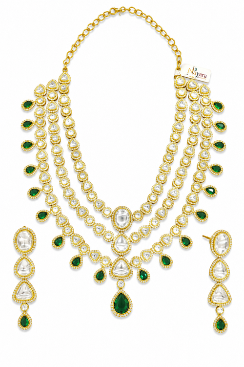 Emerald Cascade Bridal Necklace Set