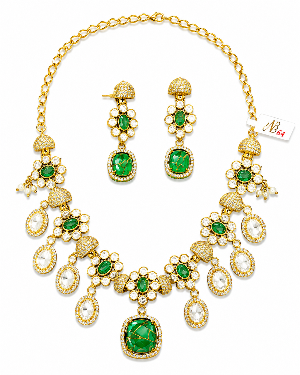 Emerald Blossom Statement Necklace Set