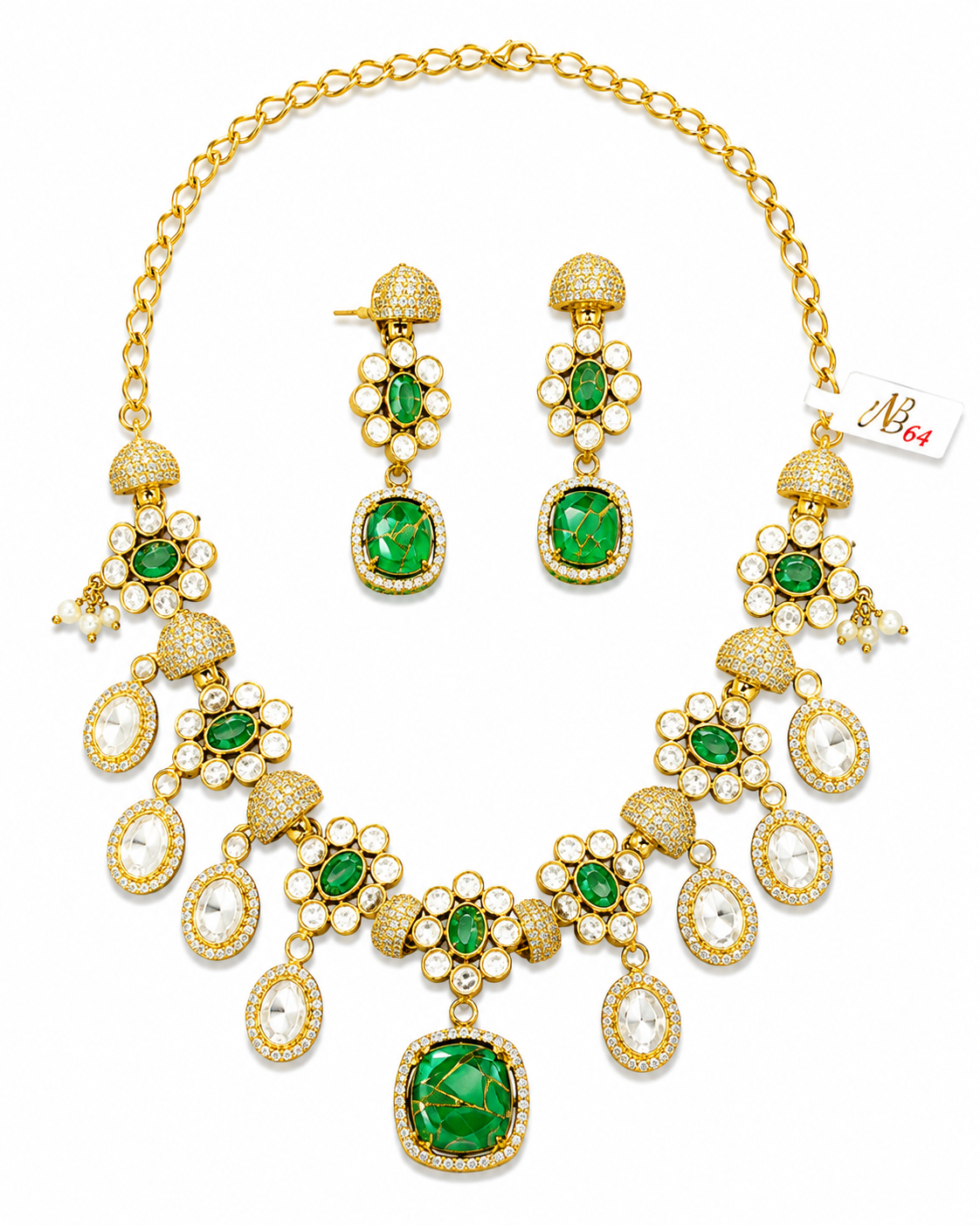 Emerald Blossom Statement Necklace Set