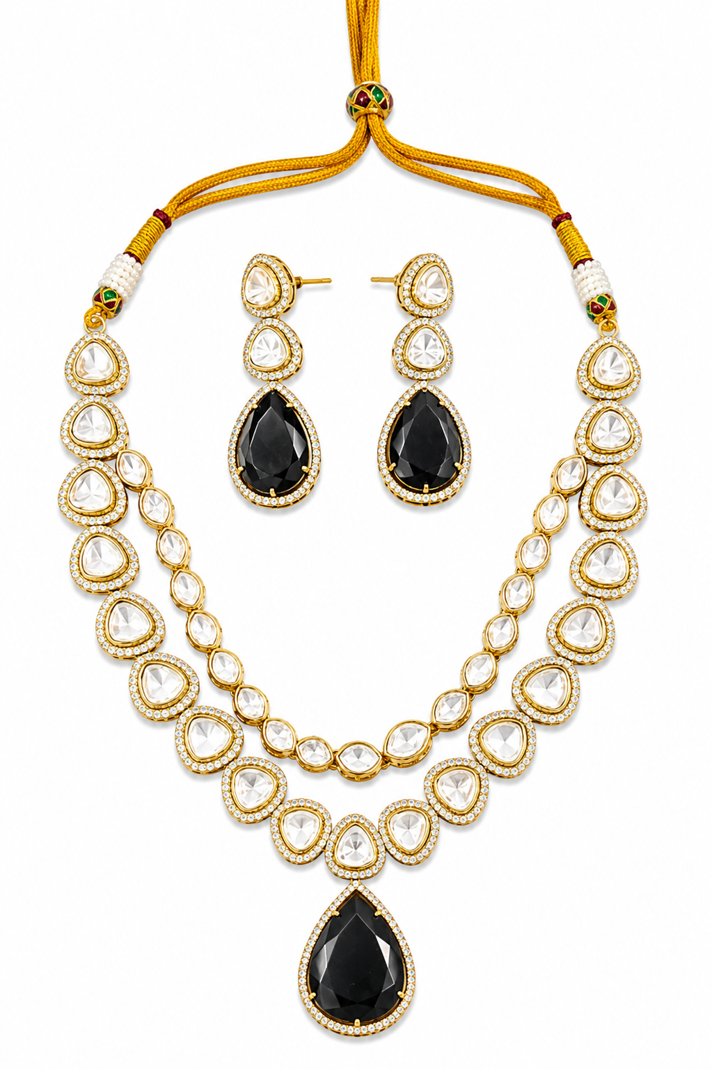 Ruby Floral Charm Necklace Set