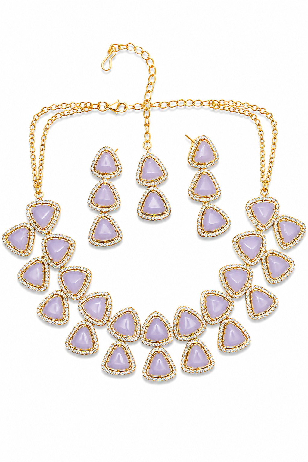 Blush Triangle Crystal Necklace Set