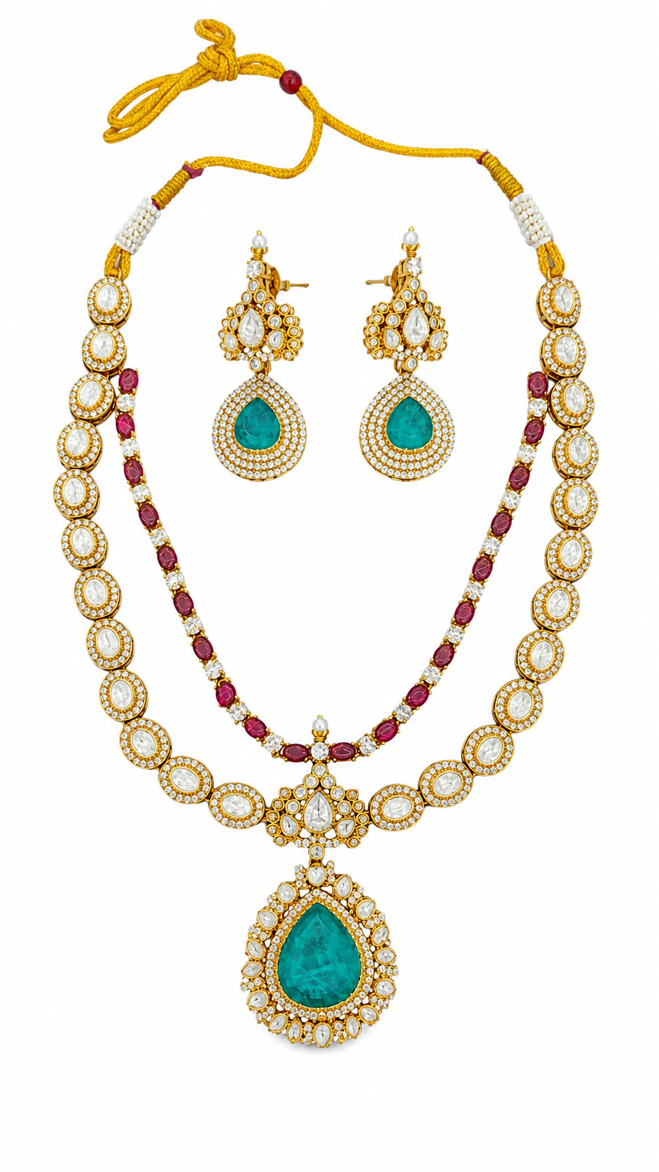 Emerald Royale Dual Layer Necklace Set