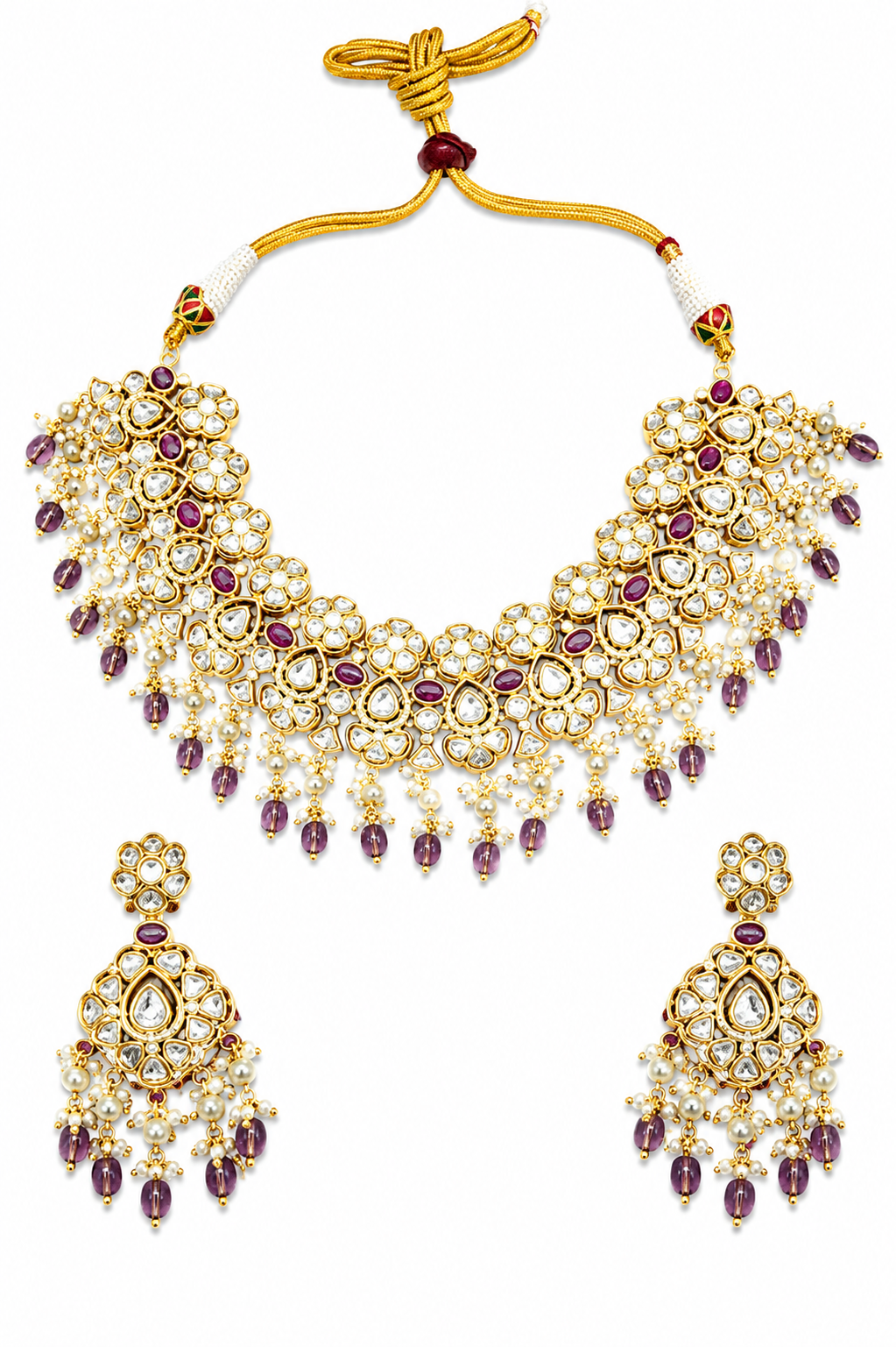 Royal Purple Pearl Polki Choker Set