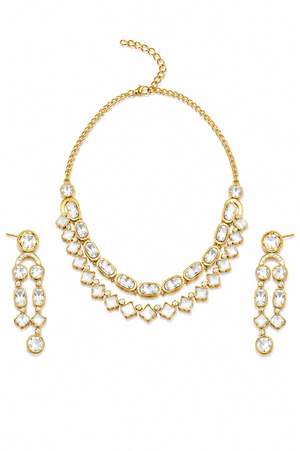 Dual Layer Crystal Necklace Set
