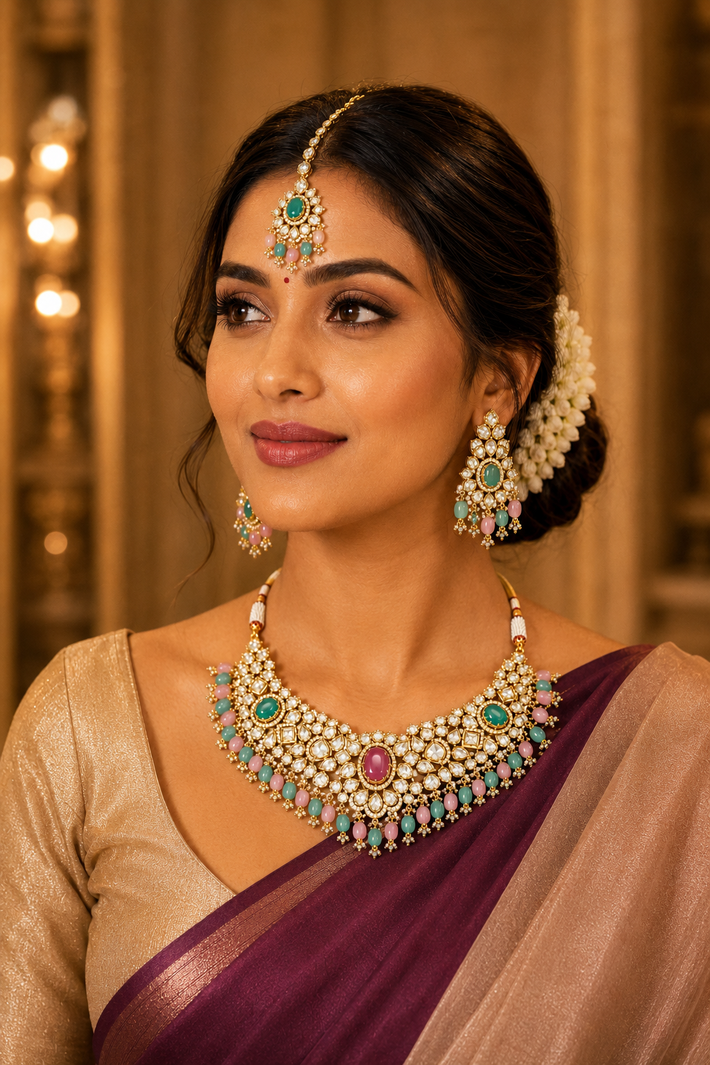 Pastel Polki Bridal Choker Set
