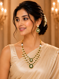 Royal Emerald Dori Polki Necklace Set with Maang Tikka