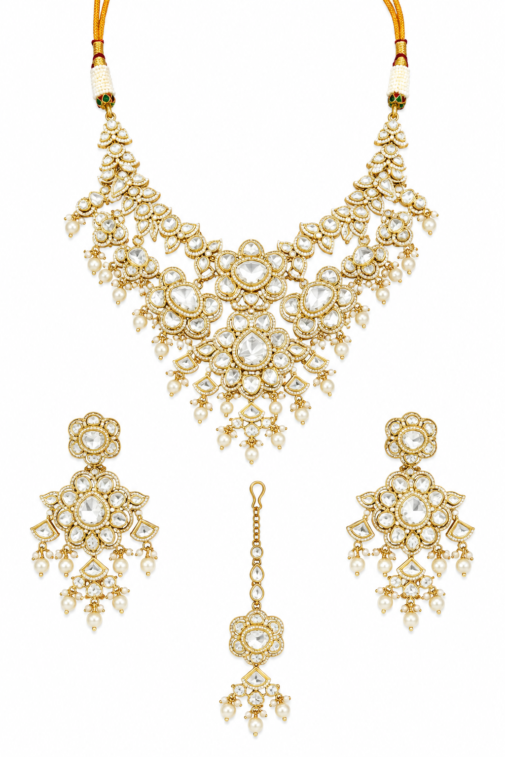Floral Polki Statement Necklace Set