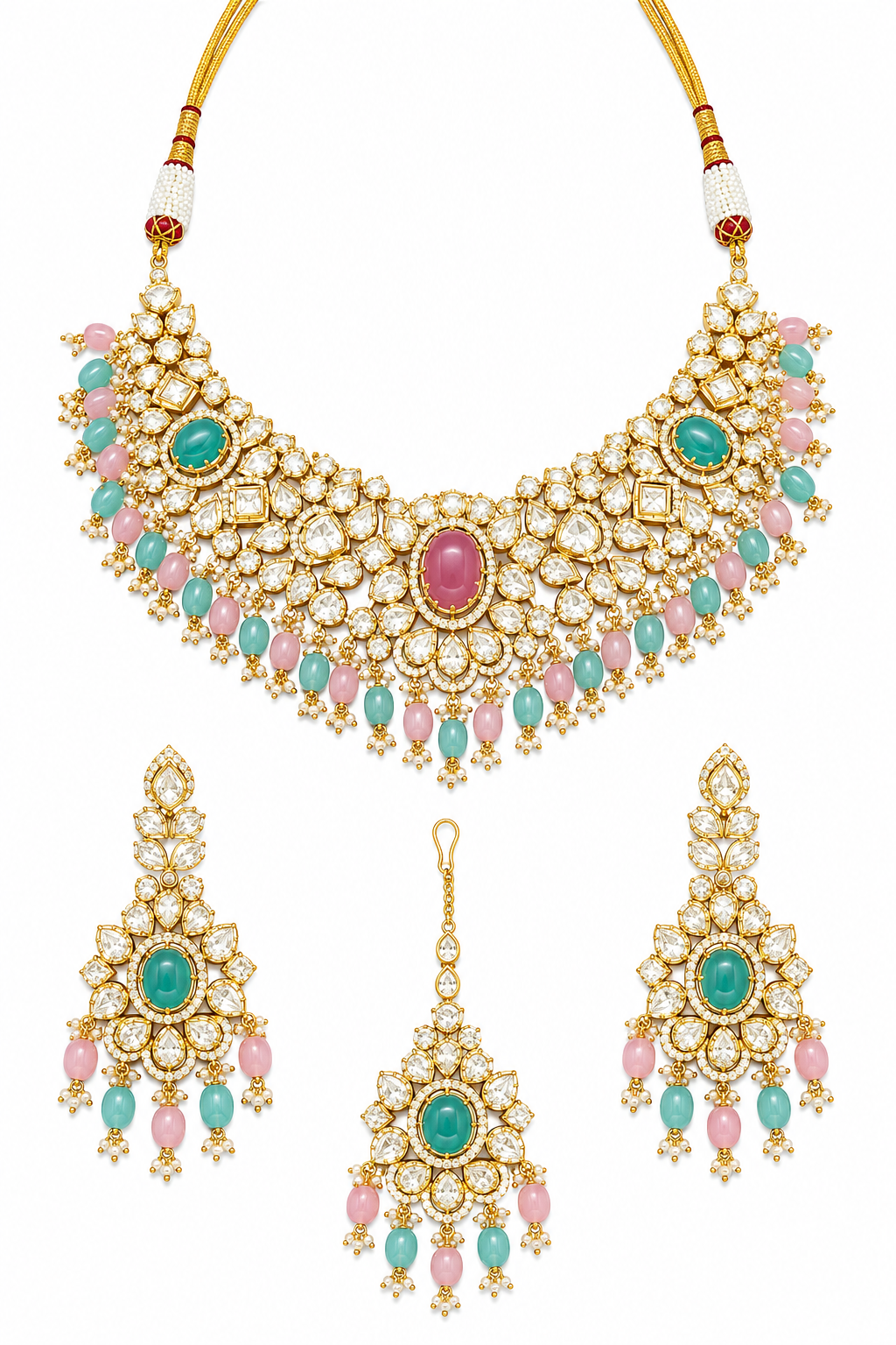 Pastel Polki Bridal Choker Set