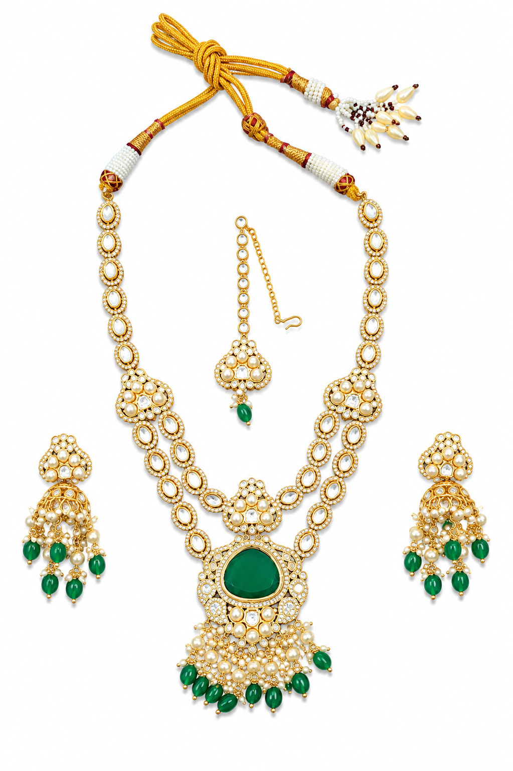Emerald Pearl Pendant Necklace Set