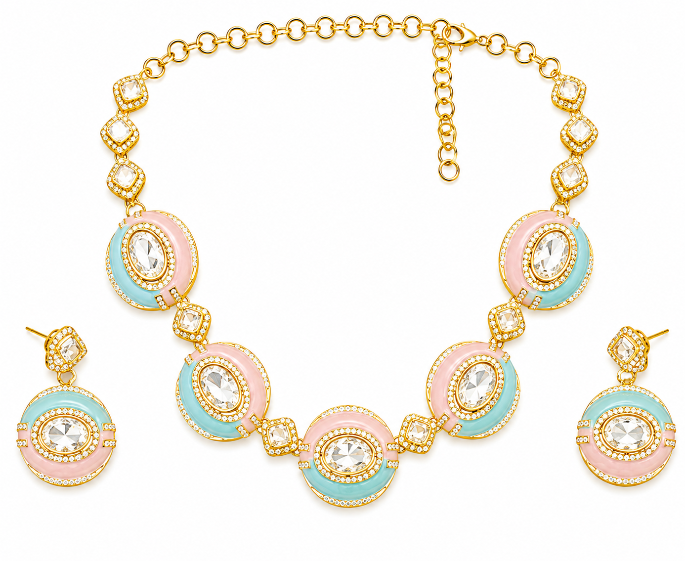 Pastel Enamel Designer Necklace Set