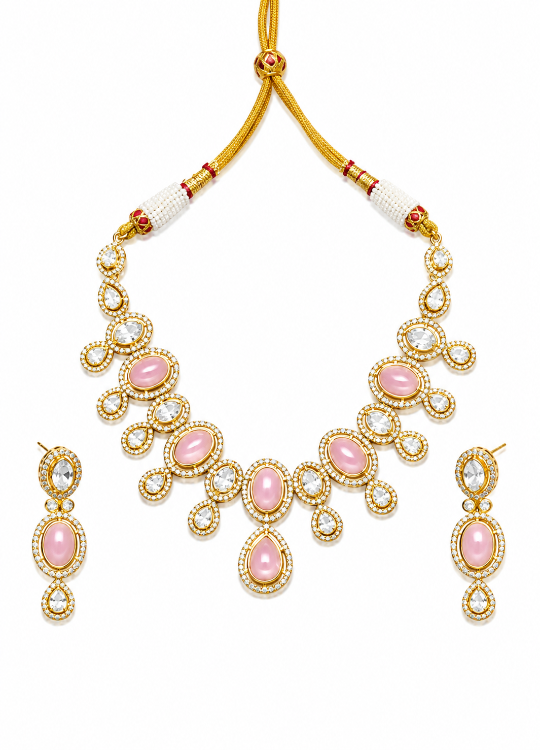 Blush Pink Crystal Necklace Set