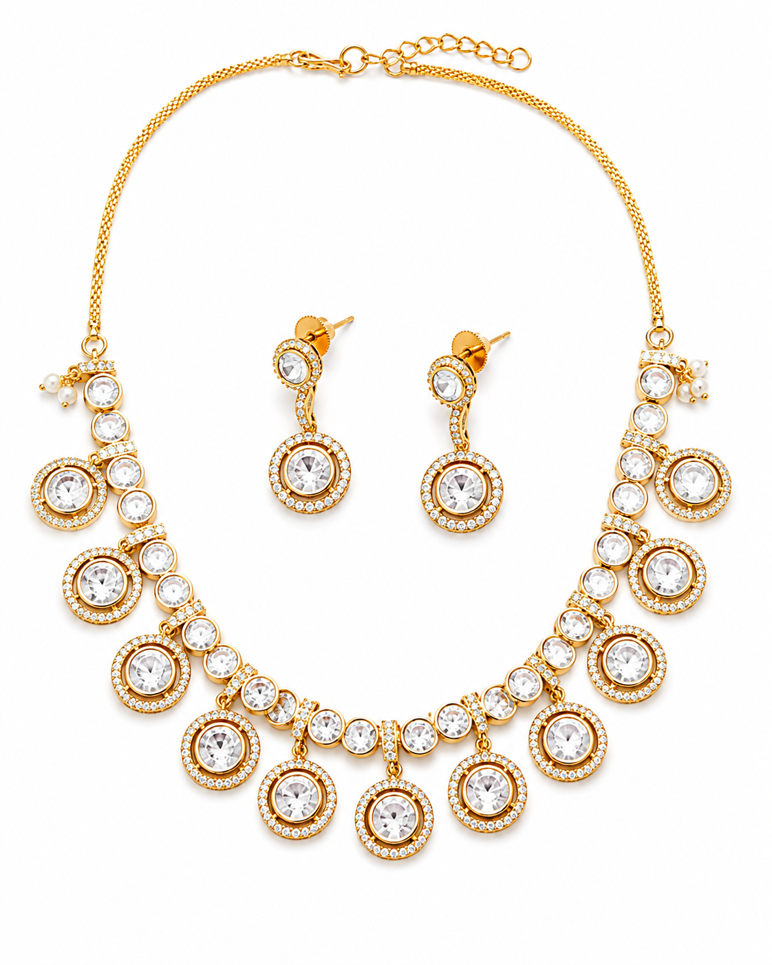 Circular Crystal Drop Necklace Set