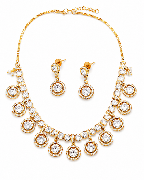 Circular Crystal Drop Necklace Set
