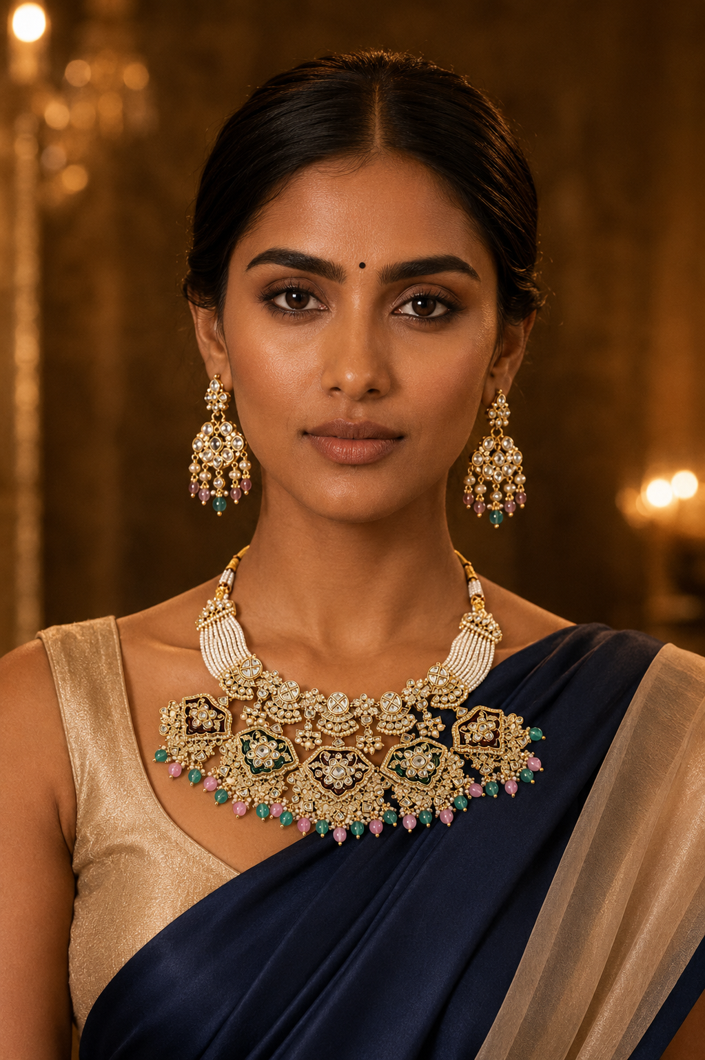 Designer Meenakari Polki Statement Choker Set