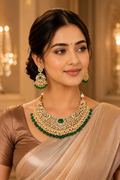 Emerald Pearl Polki Bridal Choker Set