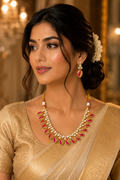 Pink Paisley Designer Necklace Set