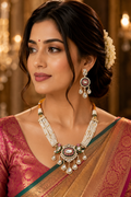 Pearl Strand Polki Pendant Set
