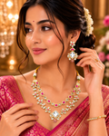 Floral Ruby Crystal Necklace Set