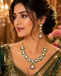 Emerald Floral Pendant Necklace Set