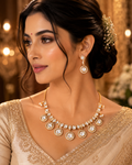 Circular Crystal Drop Necklace Set