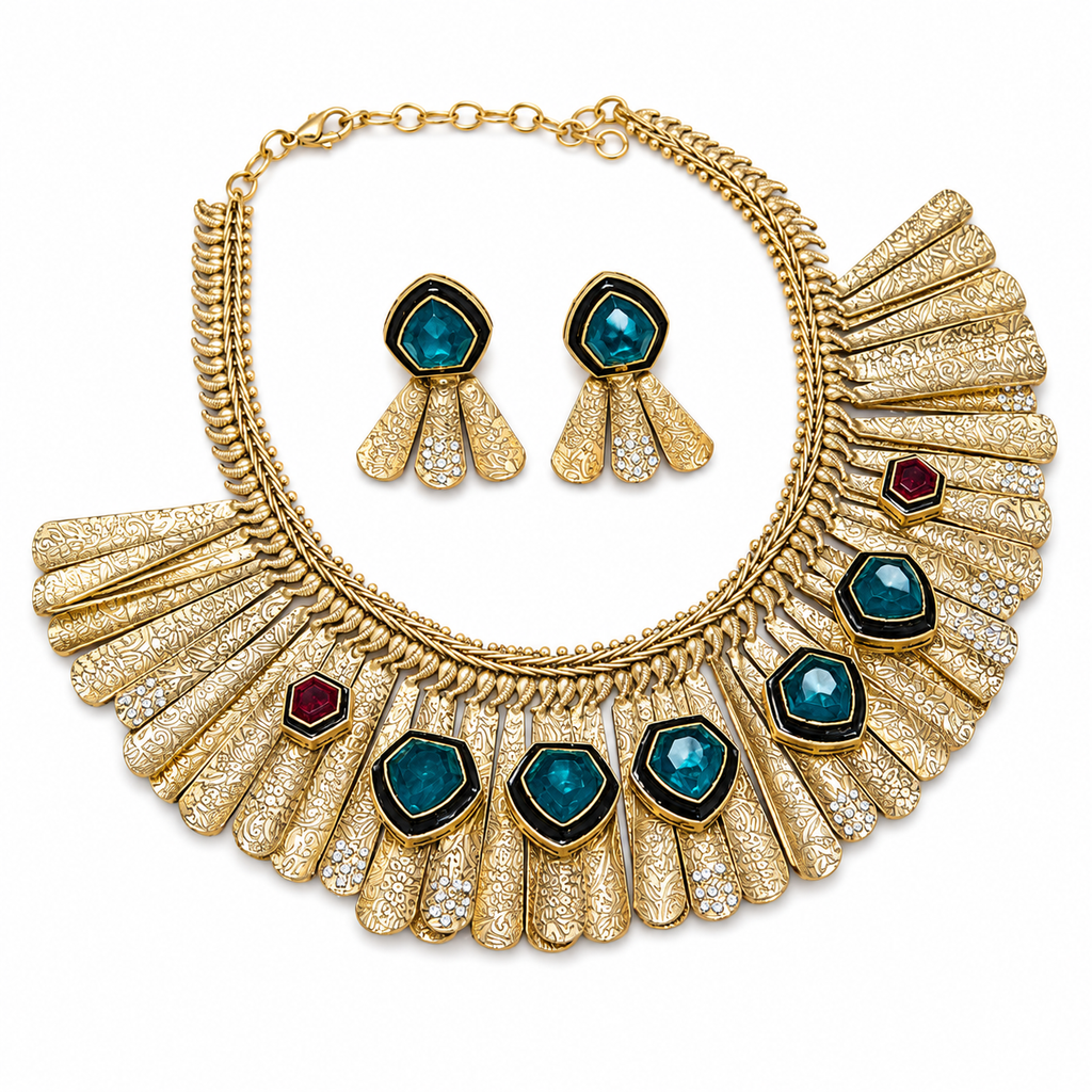 Royal Sapphire Fan Collar Set