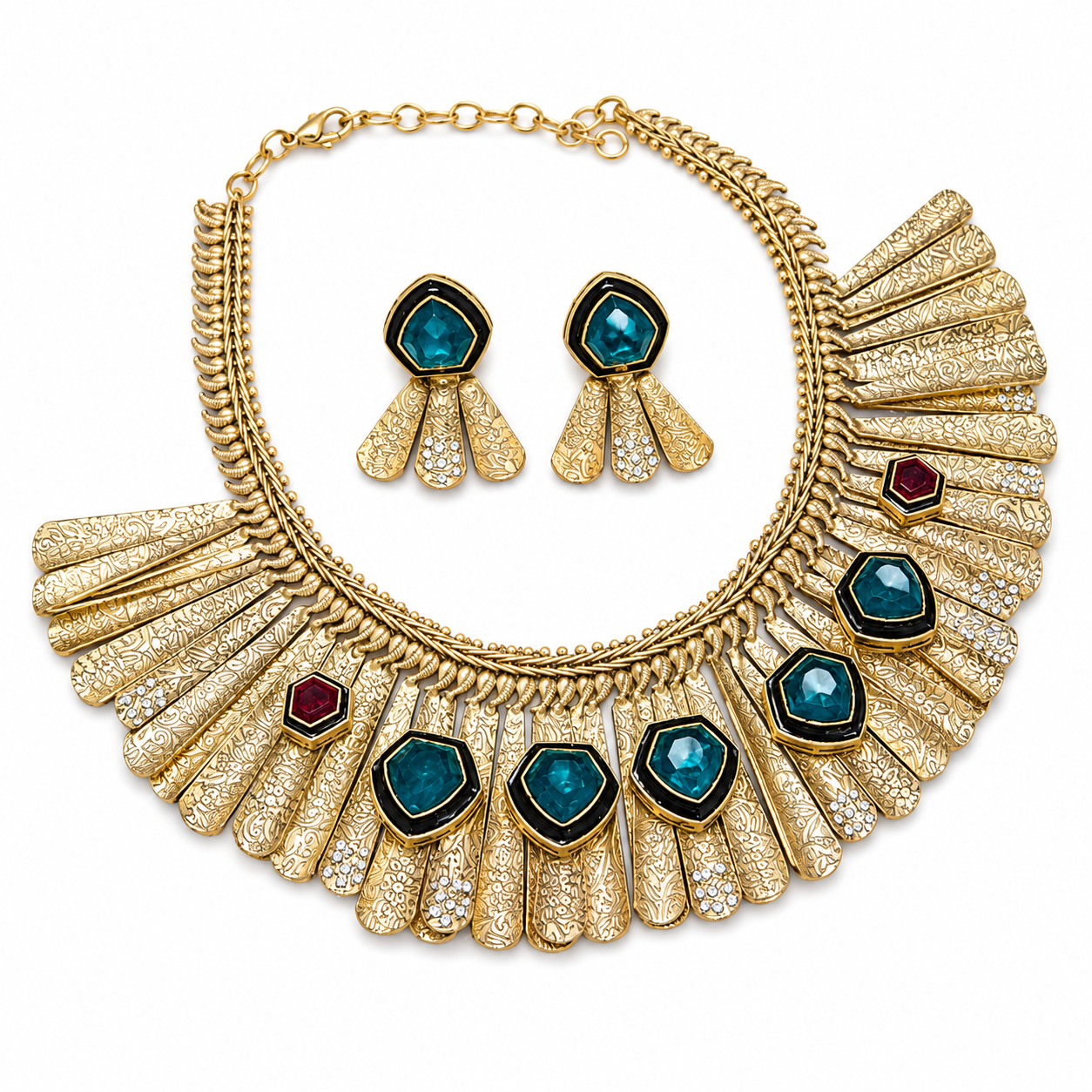 Royal Sapphire Fan Collar Set