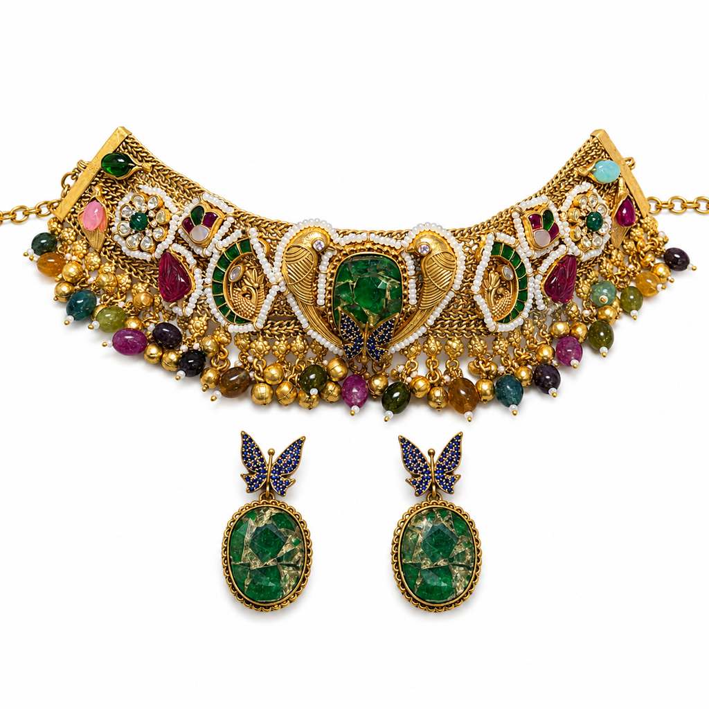 Emerald Butterfly Choker Set